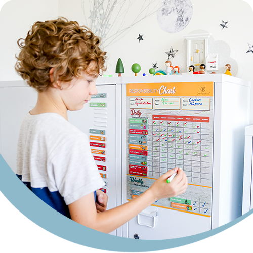 Eliminate nagging, power struggles, tantrums and frustration through a fully customisable magnetic responsibility chart. Eliminate nagging, power struggles, tantrums and frustration through a fully customisable magnetic responsibility chart.