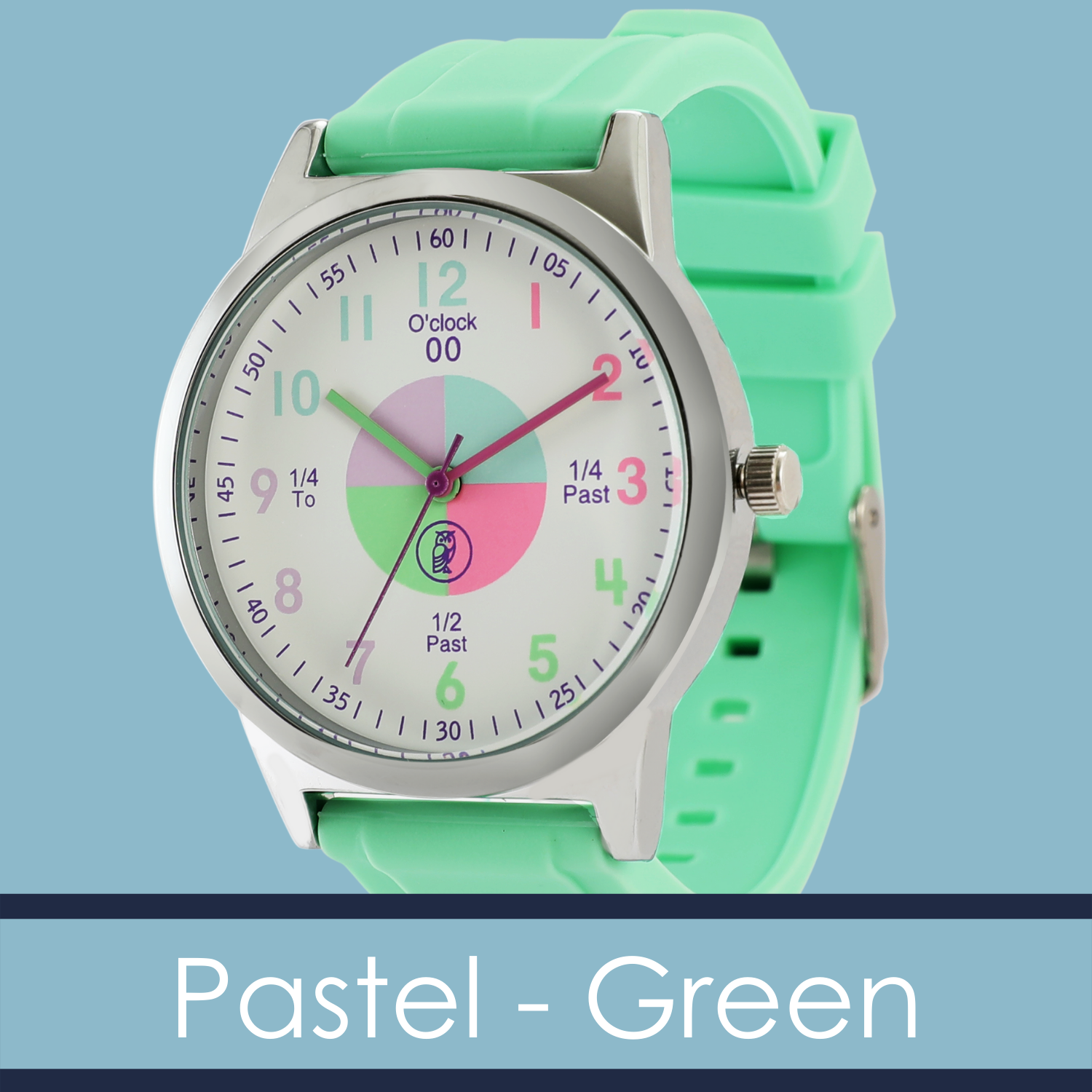 Pastel Green Time Teaching Watch for Kids